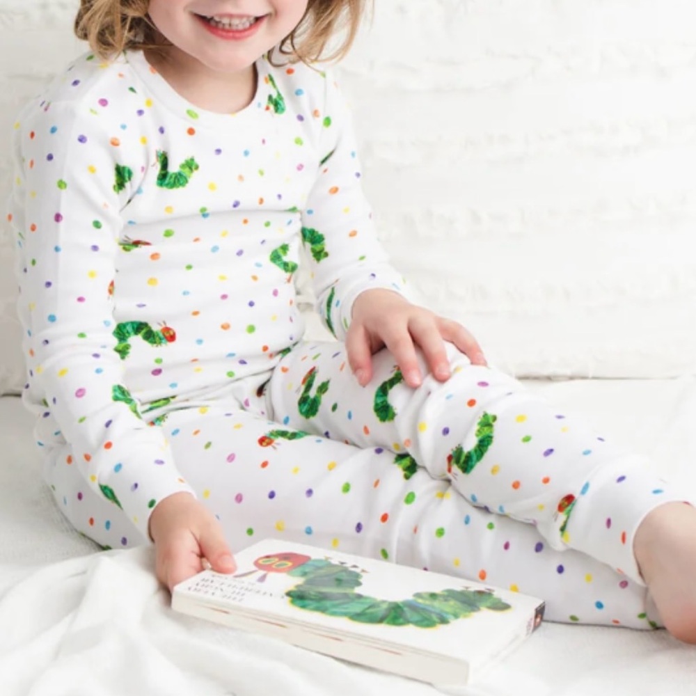 L'ovedbaby Limited Edition Caterpillar - Kids' Unisex Organic PJ Set, 3T